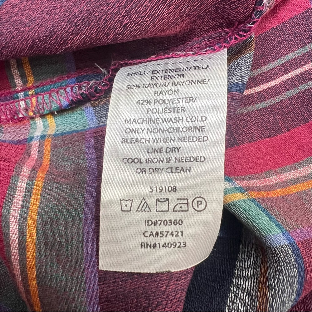 LOFT Burgundy Red Purple Colorful Plaid Sleeveless Top Plus Size 14 - Picture 7 of 11